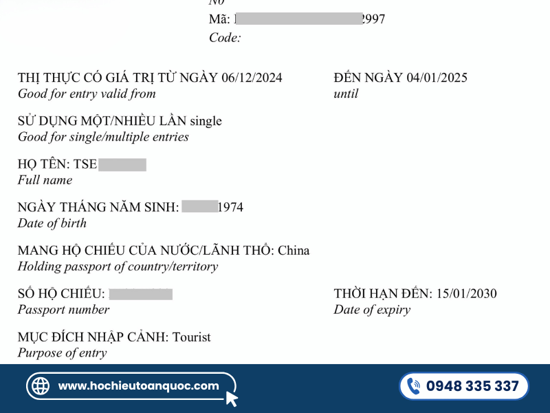 Minh họa E-Visa Trung Quốc được khai báo đơn giản