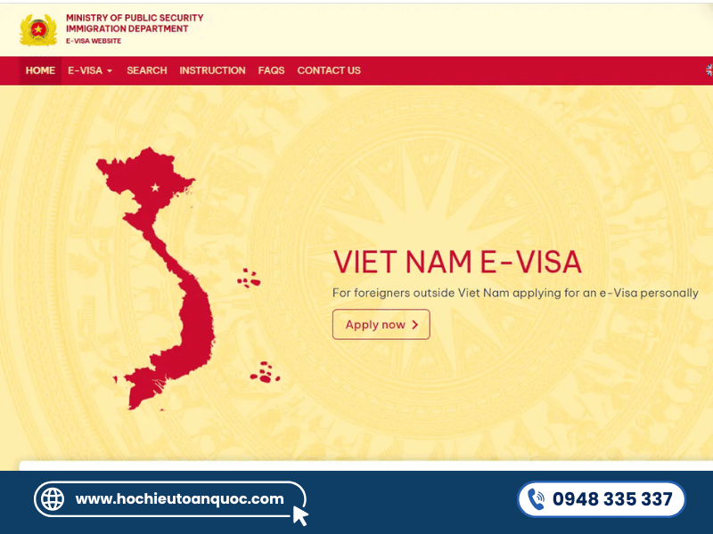 Trang web khai báo E-Visa Trung Quốc của Việt Nam