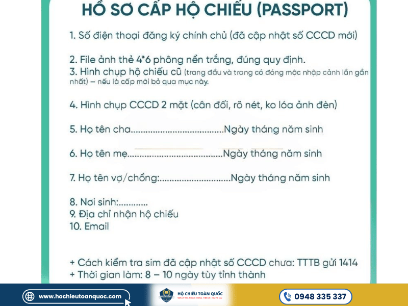 Bộ hồ sơ đầy đủ để làm hộ chiếu ở TP.HCM gồm CMND, CCCD và ảnh