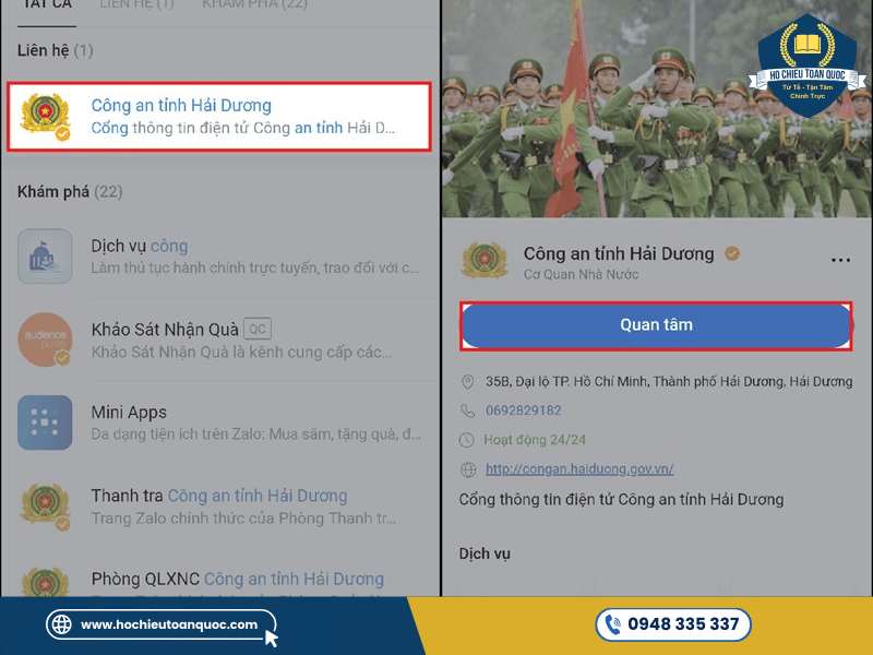 Tra cứu tiến độ làm hộ chiếu bằng Zalo OA