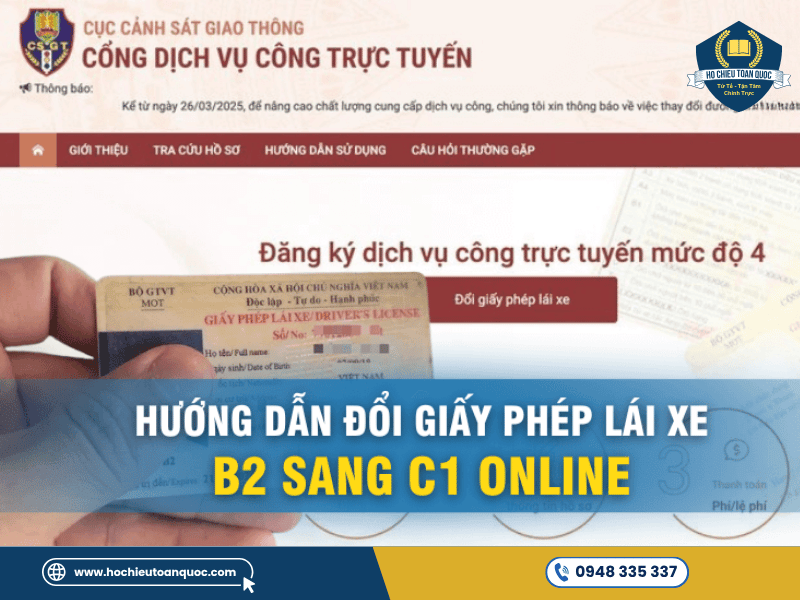 Dịch vụ hỗ trợ đổi bằng lái ô tô B2 sang C1 của Hộ Chiếu Toàn Quốc